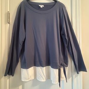 J. Jill Two-Tone Blue and White Long Sleeve Top